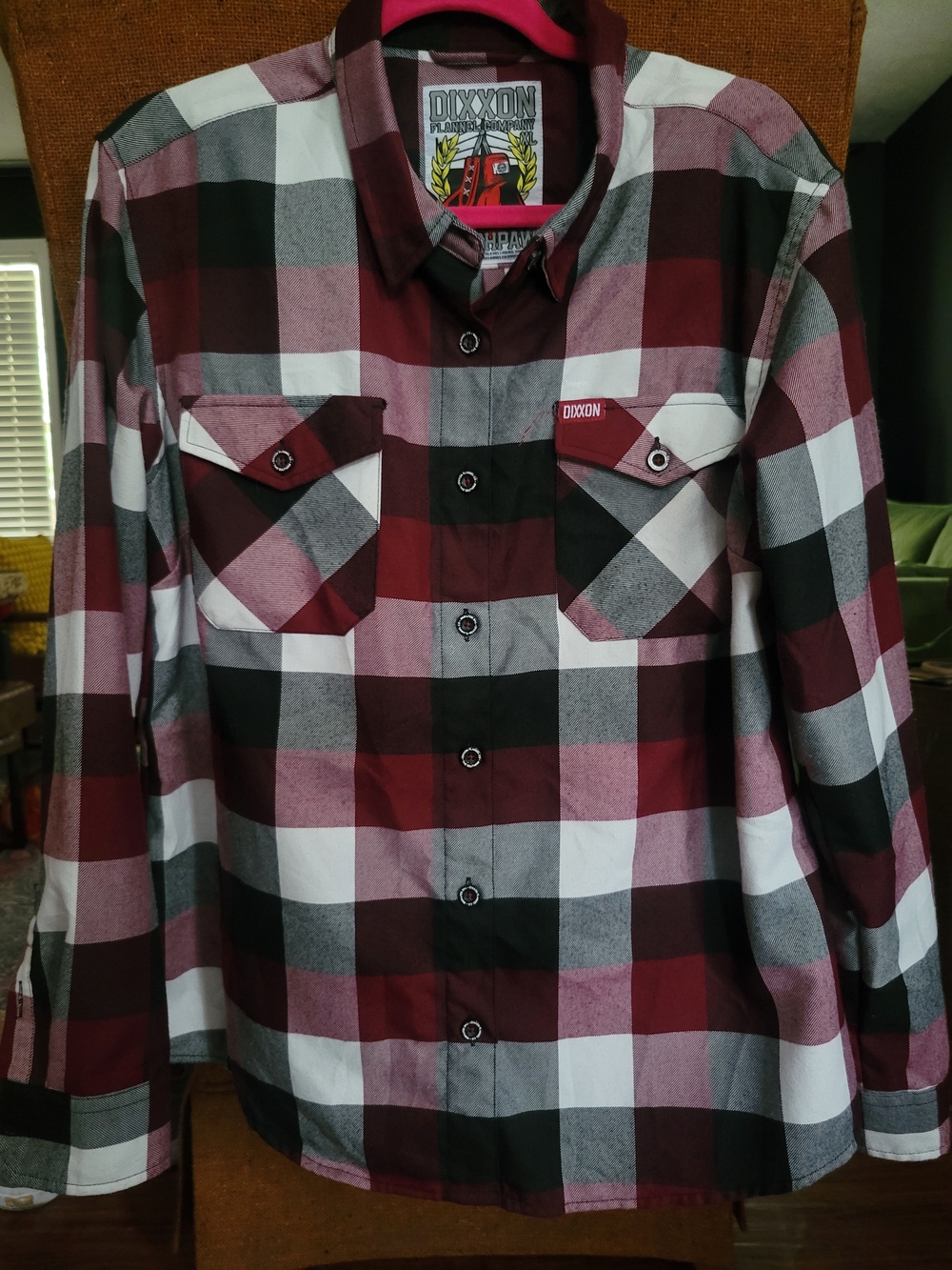 DIXXON SOUTHPAW Women’s Red Black White Plaid Button-Down Shirt